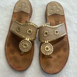 Jack Rogers 1960, Gold on Tan toe sandals